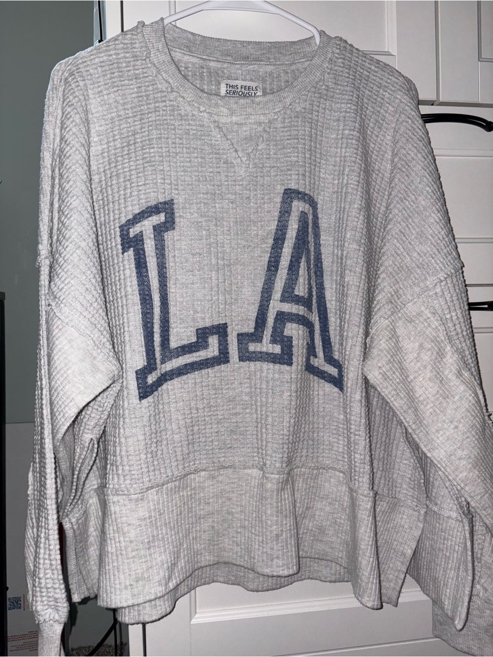 AE “This Feels Seriously Lived in” LA Waffle Knit Pullover Sweatshirt XS